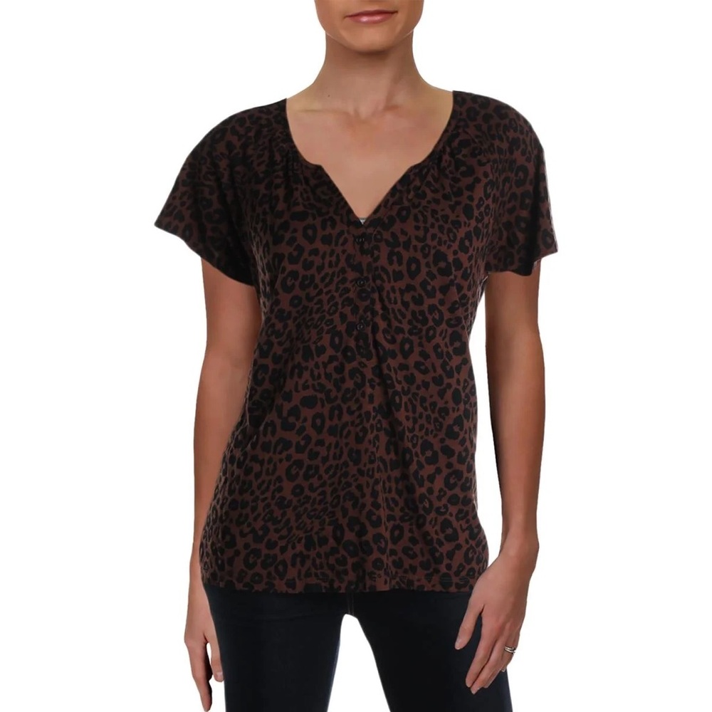 Sanctuary Leopard Print Henley T-Shirt